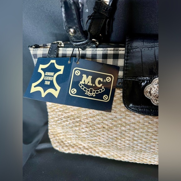 🤩 NEW ITEM! MC Marc Chantel Basket weave And Plaid Shoulder Bag Purse - Picture 3 of 10